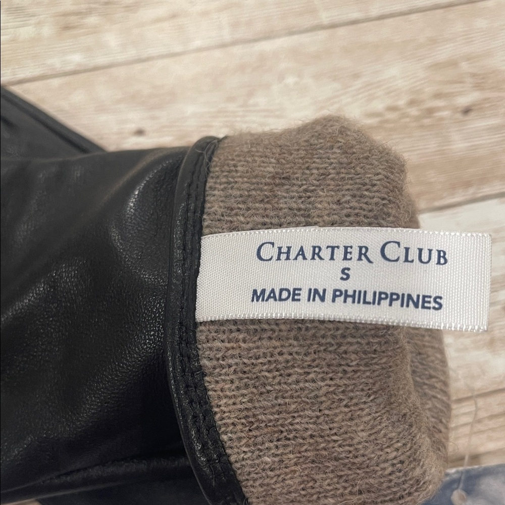 Charter Club Black Leather Touchscreen Gloves NWT $95 - Picture 6 of 7